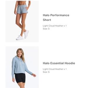 Vuori Light Blue Halo Hoodie & Short SET - Size Small